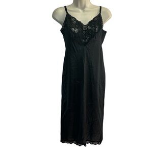 Sears Vintage Women Black Full Length Lace Slip Under Dress Size 34 USA Made